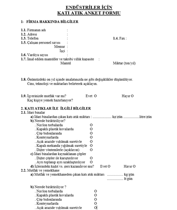 KATI ATIK ANKET FORMU